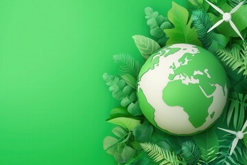 Vibrant cartoon earth surrounded by joyful trees nature illustration green environment playful concept whimsical viewpoint
