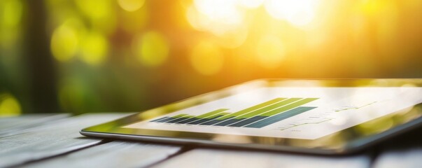 Analyzing energy efficiency trends on a modern tablet home office digital report bright environment close-up view tech insights