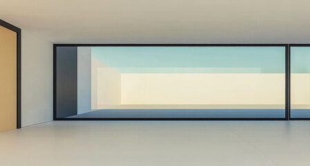 Spacious modern interior with large windows and minimalist style