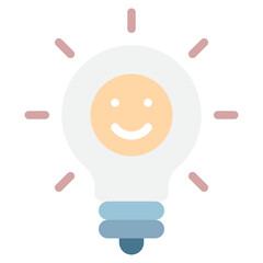 Happy Light Bulb Icon for Creative Ideas