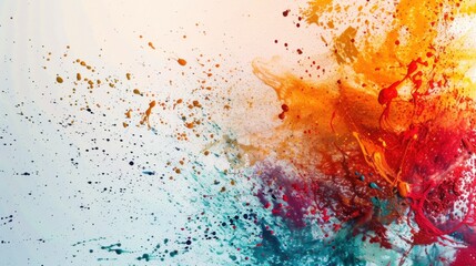 a explosive abstract eruption of colors and textures bursting with vitality, white space in the center of the page for text, dynamic brushstrokes and bold textures against a vibrant canvas
