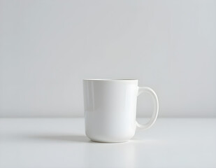 Obraz premium Blank White Coffee Mug on a White Surface