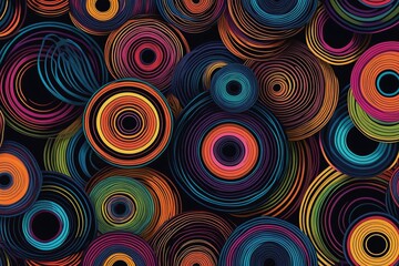 Fototapeta premium Abstract background with big colorful circles and seamless pattern
