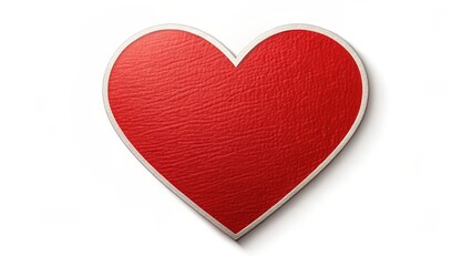 Obraz premium Red heart shape sticker isolated on white background with subtle texture and gradient effects , heart shape