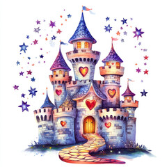 Obraz premium Whimsical Fairy Tale Castle with Stars