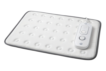 White electric heating pad with controller isolated with transparent background