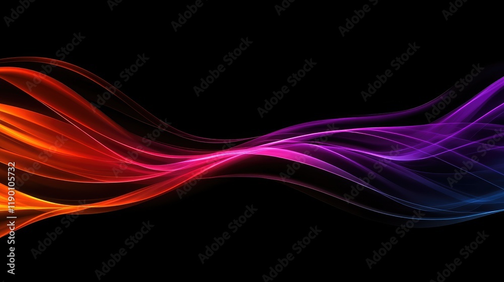 Poster a close-up of colorful light streaks creating abstract patterns in a dark space, with ample space fo