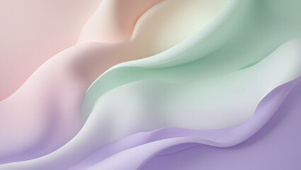 Fototapeta premium A high-resolution background featuring a clean pastel-colored gradient that transitions from light blush to pale mint green and lavender in a smooth and subtle manner.
