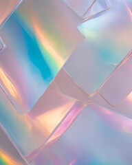 Close-up background, holographic acrylic glass, shiny surface, reflective glass, iridescent glass texture, colorful glass background, acrylic material, holographic effect, vibrant glass reflection, mo