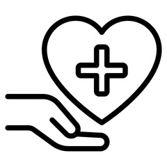 Fototapeta premium Heart with Plus Sign in Hand Icon