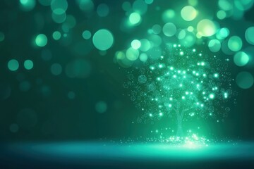 Glowing renewable energy digital tree futuristic environment art and technology night scene inspirational concept