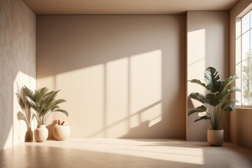A modern room with a window, featuring a bright sunray trough inside, spacious floor, new design, and open layout, showcasing a cozy, empty space with a view inside the house
