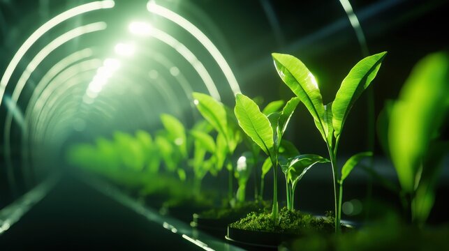 Robotic caretakers nurturing endangered plant species in high-tech greenhouse nature conservation futuristic environment close-up view