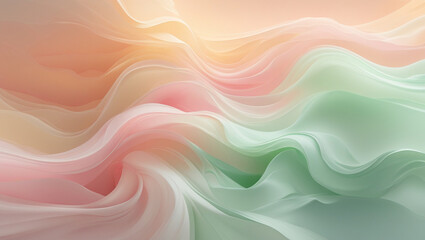 A high-resolution background featuring a minimal pastel gradient that blends peach, mint green, and dusty rose tones in a soft and smooth flow, designed to create a serene atmosphere.