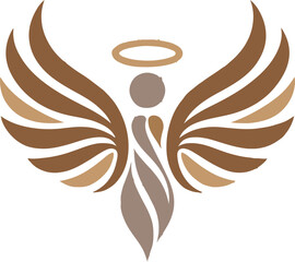 angel winged human symbol logo icon for growing technology based company