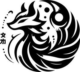 vector illustration sketch silhouette symbol logo icon animal fox ethnic traditional classic.eps