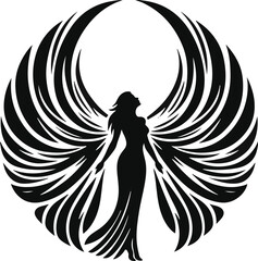 angel winged human symbol logo icon for growing technology based company