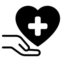 Fototapeta premium Heart Health Icon with Hand Holding Symbol