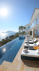 Serene villa pool overlooking the ocean