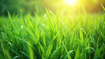 Fototapeta premium Lush green grass texture with subtle blades and stems, perfect for outdoor or nature backgrounds, stems