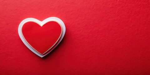 Obraz premium Heart-shaped sticker on red background, Valentine's Day theme