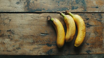 Fresh Bananas on Rustic Wooden Table Background for Healthy Eating
