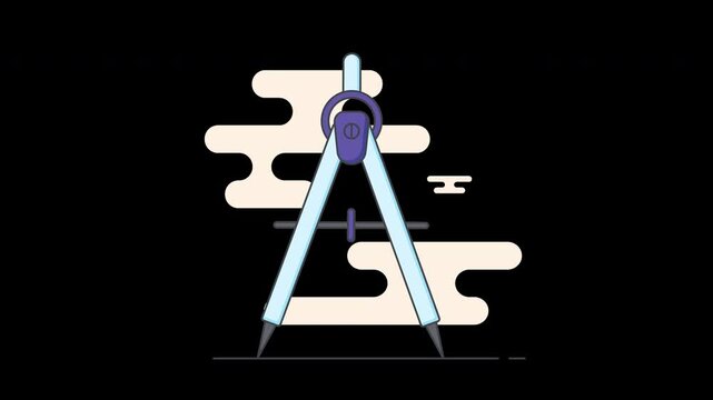 A digital illustration of a compass tool, set against a minimalist abstract background.