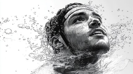 olympic sports water polo sketch of a swimmer on a white background vector illustration continuous line drawing