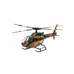 Green and Orange Helicopter Model on on white background