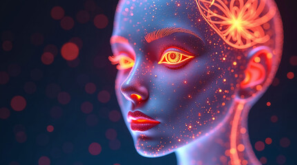 AI and Machine Learning Abstract Illustrations. Bright and realistic images