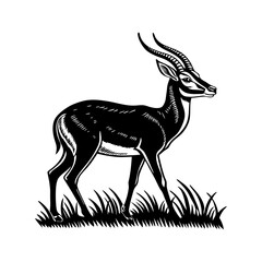 Vector-silhouette-of-deer-walking-on-grass-0