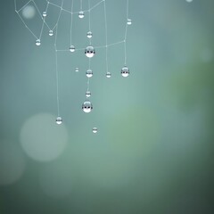 Obraz premium Dewdrops on spiderweb, bokeh background. (2)