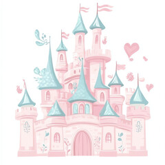 Whimsical Pastel Castle Illustration