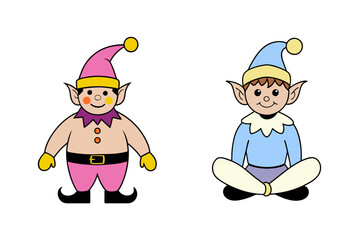 vector-silhouette-of-cartoon-happy-Christmas-elf