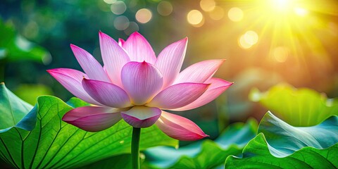 Obraz premium Dreamy pink lotus bokeh: a stunning floral image, soft focus background, captivating beauty.