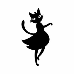 vector-silhouette-of-graceful-black-cat-dancing-in