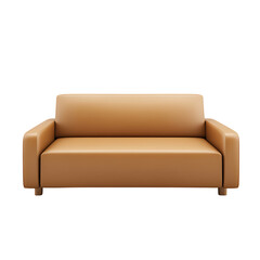 Stylish brown leather couch on white isolate background.