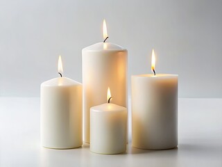 Free high-resolution PNGs: minimalist white candles, isolated and with backgrounds. Download now!