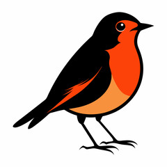 Obraz premium Vector-silhouette-of-robin red