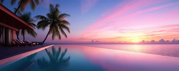 Obraz premium Sunset bliss at infinity pool koh samui island ocean view