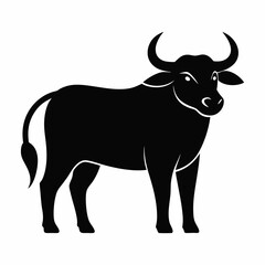 vector-silhouette-of-water-buffalo-on-a-white-back