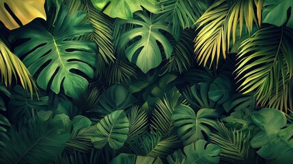 Lush Tropical Foliage A Vibrant Green Paradise
