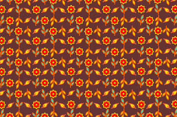 Floral seamless pattern. Botanical floral leaf pattern. Decorative nature pattern for fabric or wallpaper. Vibrant floral illustration. Cute floral and flower pattern.