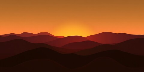 Obraz premium Sunset over rolling hills, peaceful landscape, nature background, ideal for travel brochures