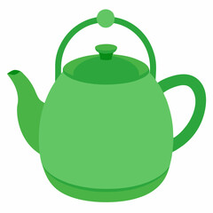 new stylish green teapot vector icon on white background