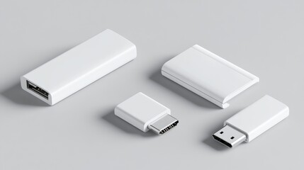 Fototapeta premium White USB Adapters and Dongles Mockup