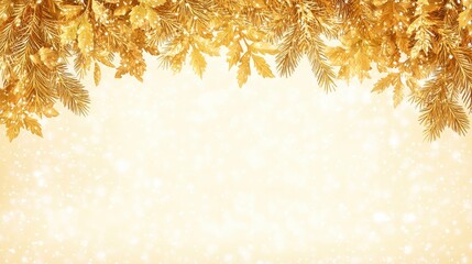Golden Christmas Festive Background: Elegant Holiday Design with Glittering Branches