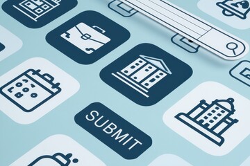 Online Application Submission Interface Icons Displayed