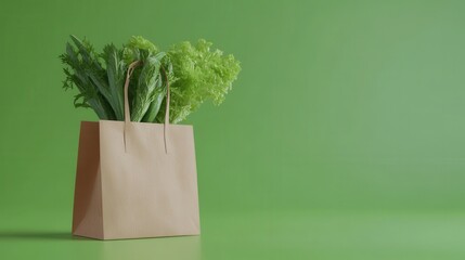 Paper bag with vegetables and fruits,Vegetarian food,Grocery and food store concept,fresh vegetables for eating healthy,Fresh vegetables in basket,3d illustration,space for text.