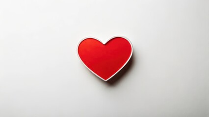Fototapeta premium A single red heart shape sticker isolated on a white background, surrounded by minimalistic design elements